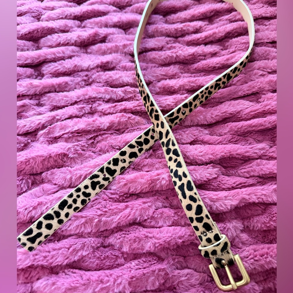 Garnet Hill Leopard-Print Skinny Belt in Tan and Black